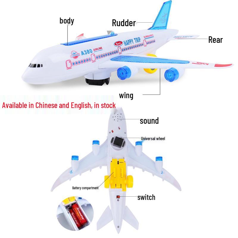 Children's Electric A380 Airliner Toy with Lights and Music