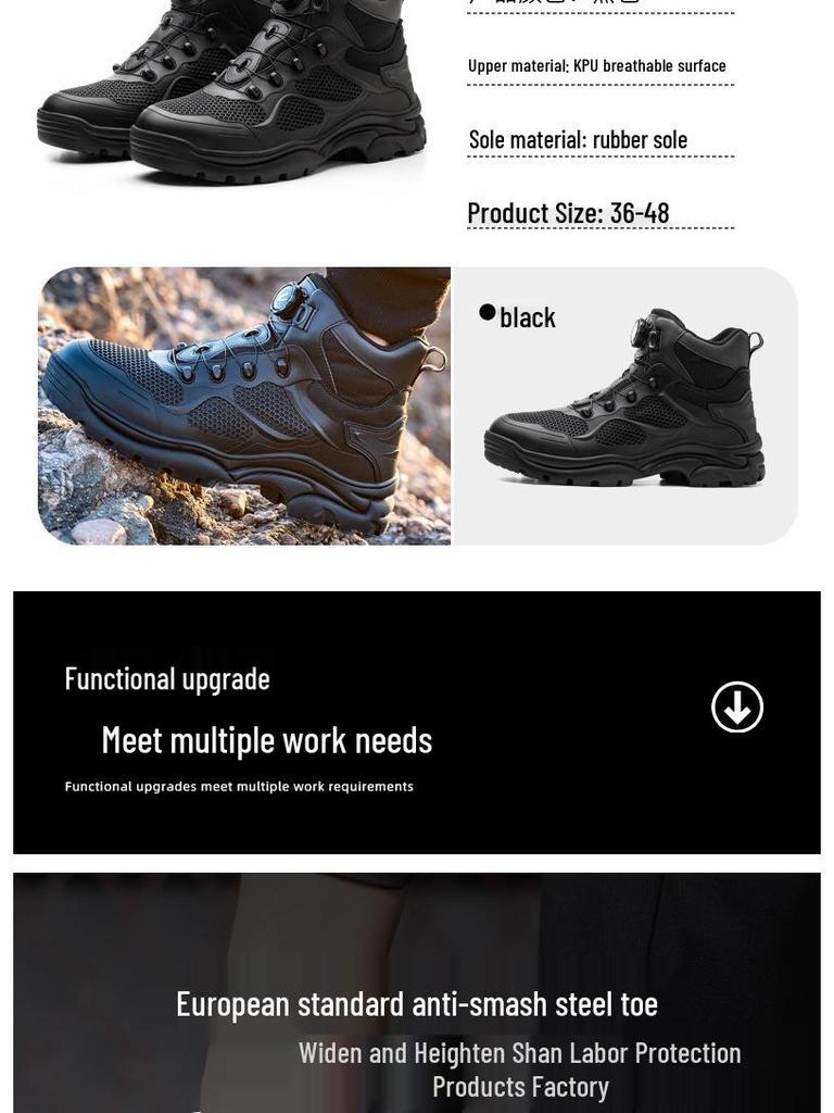 Cross-Border Steel Toe Work Boots: Anti-Smash, Anti-Puncture, High-Top Ankle Support for Men's Comfort and Durability.