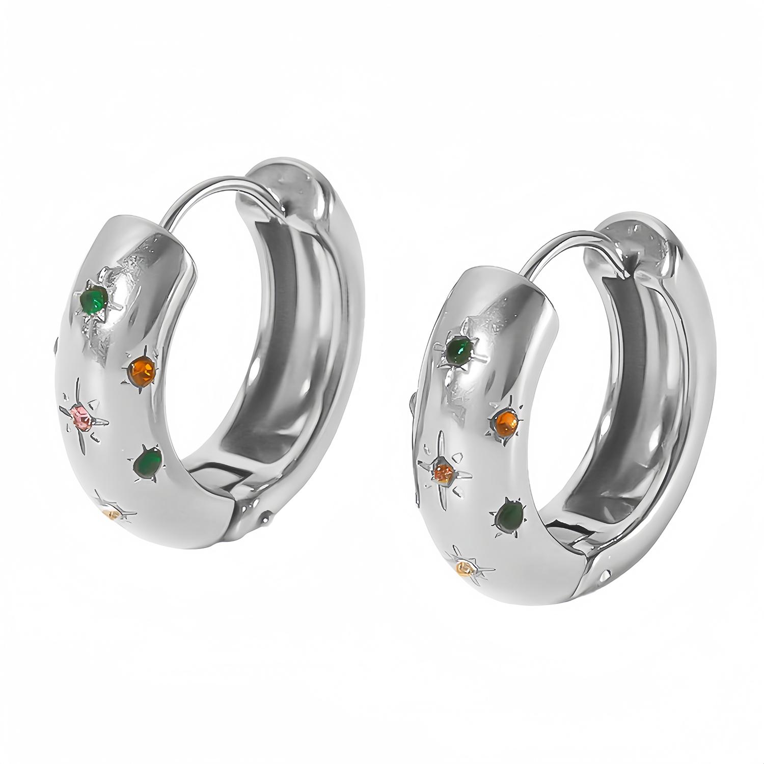 

Классические женские серьги-кольца с инкрустацией цирконом, изысканные серьги из нержавеющей стали с покрытием из 18-каратного золота