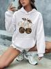 Kapsa s kapucí Mikina Streetwear Leopard Třešňový potisk Dlouhý rukáv Mikina Oblečení Hoody Podzim Zima Mikiny