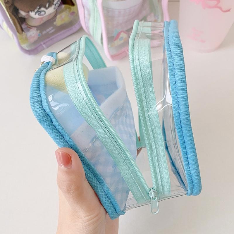 Clear PVC Storage Bag With Cartoon Prints Spacious Compartment Display Pouch For School Travel Outdoor Activities