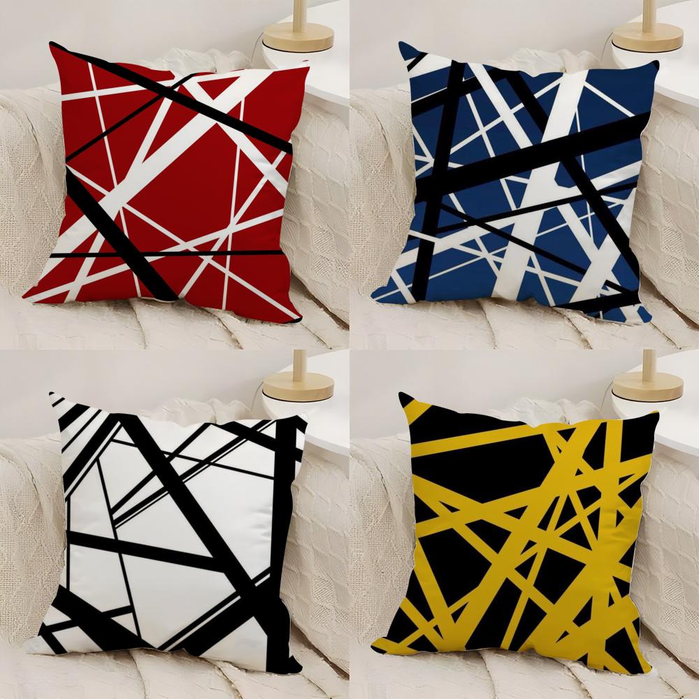 Van H-Halen Cushion Cover Silky Short Plush Double-Sided Printed Pillow Case for Sofa All Seasons Home Decor Gift