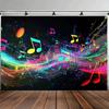 1pc Music Karaoke OKParty Backdrop Banner - Music Notes Stars Design Durable Polyester No Power Required Indoor Outdoor Wedding Birthday