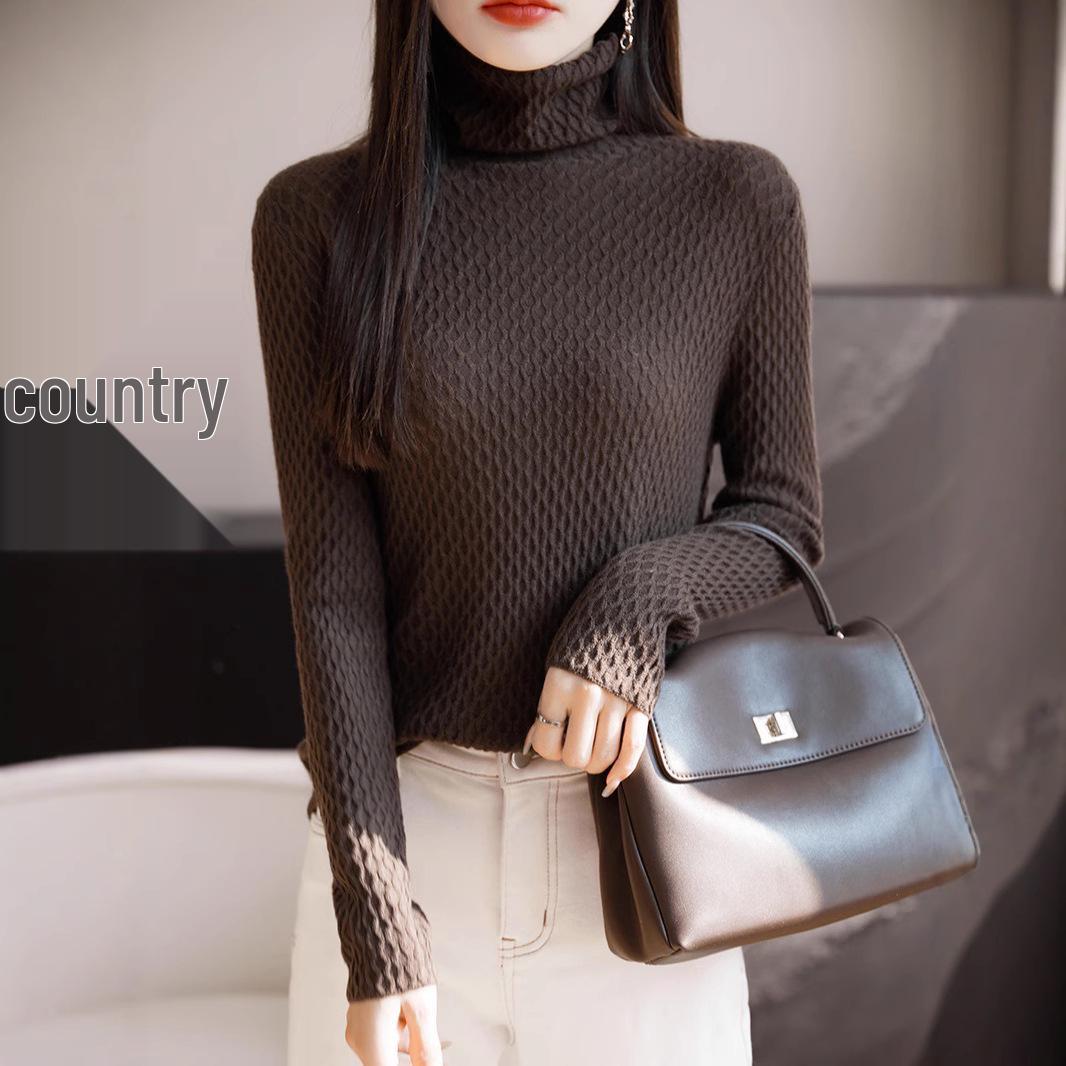 

2025 Women s Versatile Wool Pullover: Stack Neck, Solid Color, Skin-Friendly, Warm Knitted Sweater for Spring & Autumn L