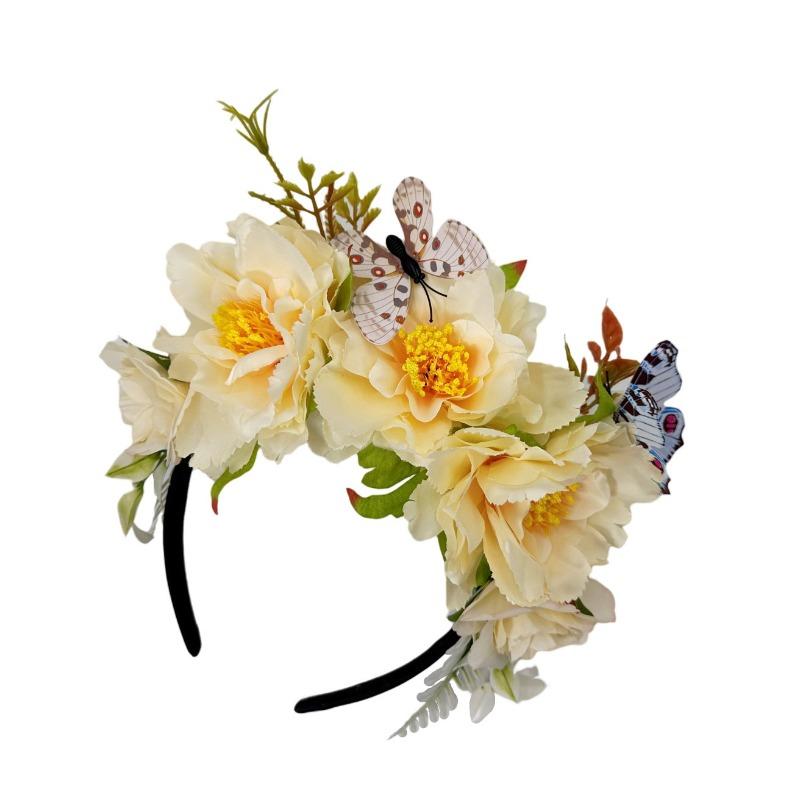New simulation butterfly big flower headband fashion vacation Mexican party headdress