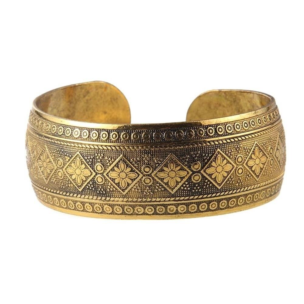 Lotus Silver Opening Bangle Vintage Thai Wrist Jewelry Carved Wide Bracelet Party