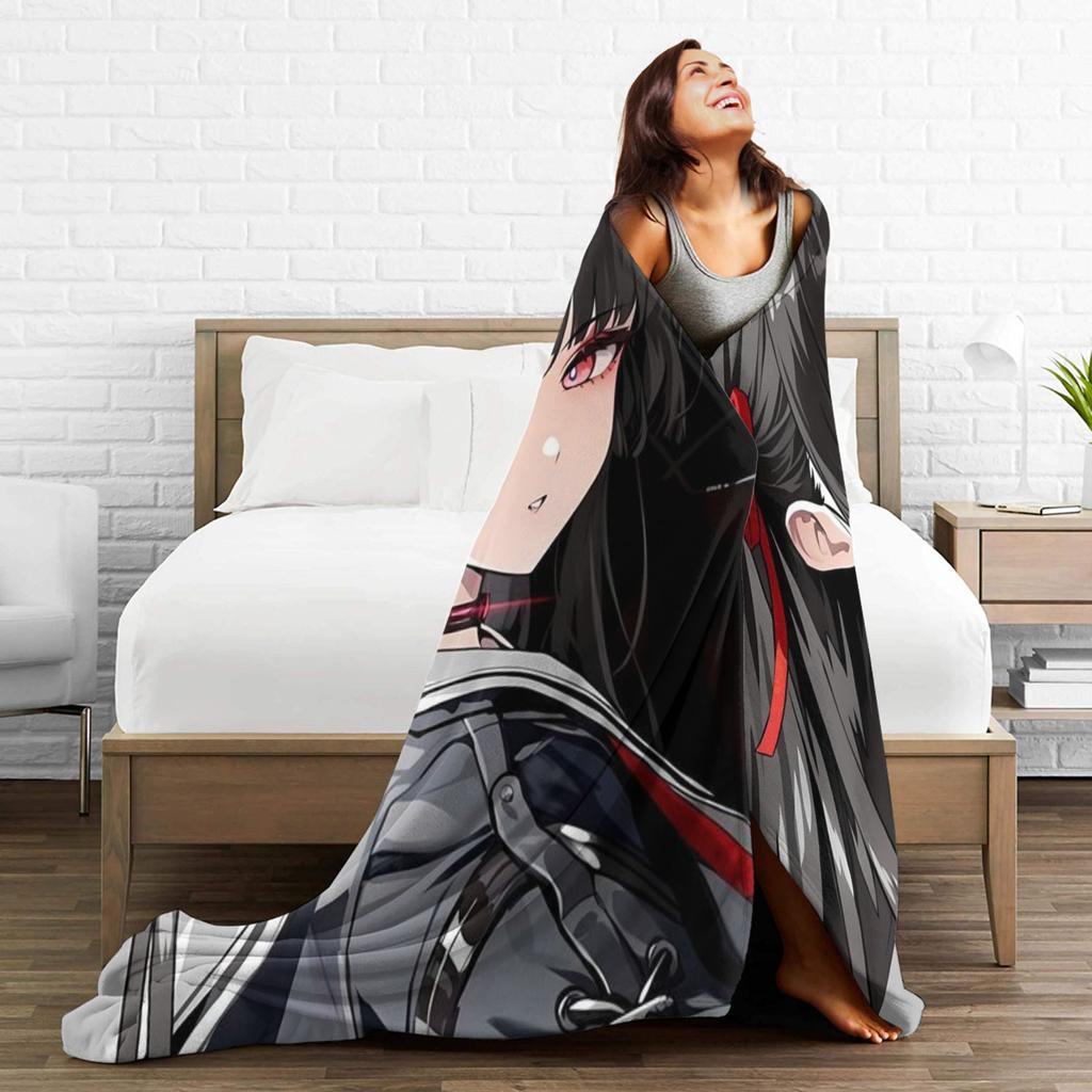 Chisa Wuthering Wave Flannel Blanket Super Soft Throw Blanket for Couch Chair Travel Print Bedspread Sofa Bed Cover