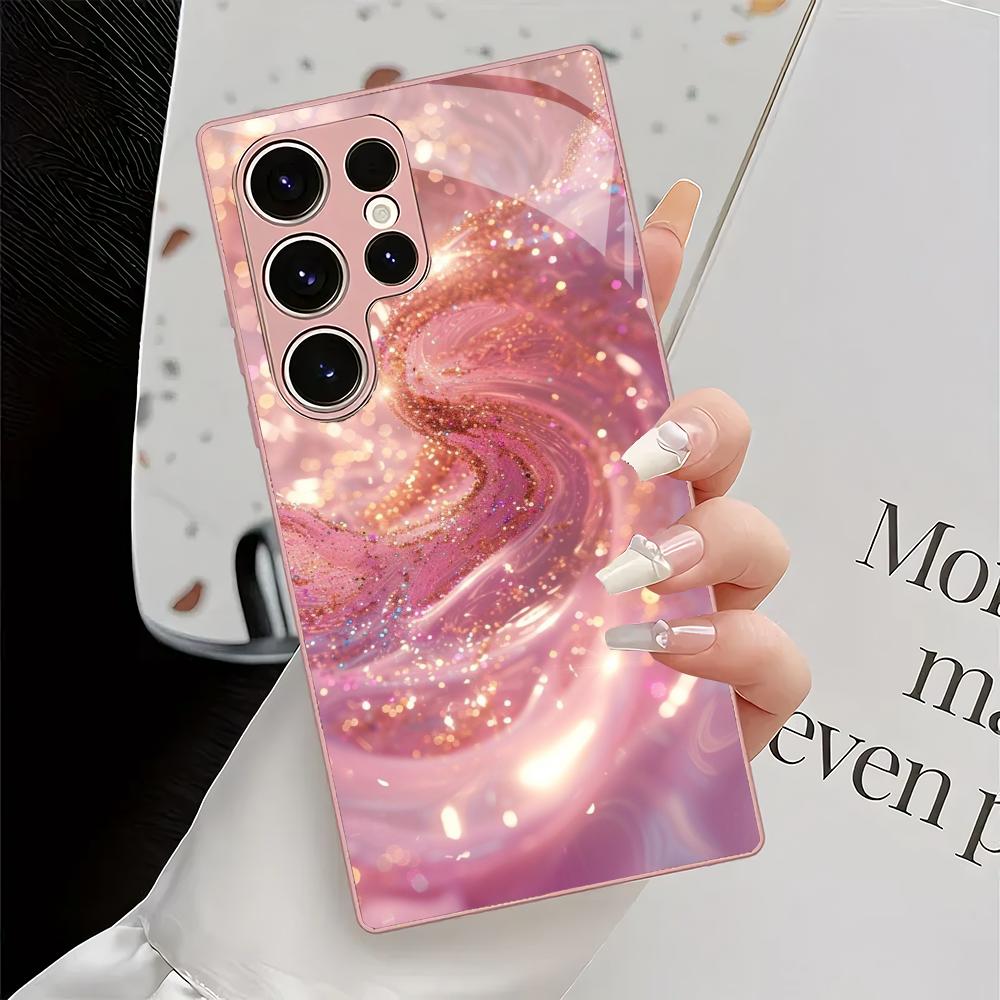 Rosa Textur Design Glas Handyhülle geeignet für Samsung Galaxy S26 S25 S24 S23 S22 S20 FE/Ultra/Plus stoßfeste Rückseite