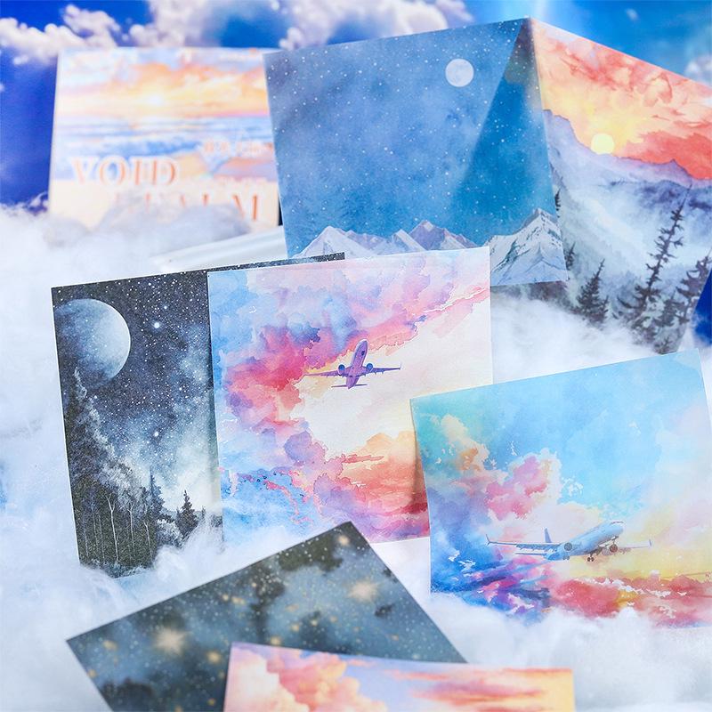 Beautiful Day Sky Series: Double Material Paper Collage Base (6 Types)