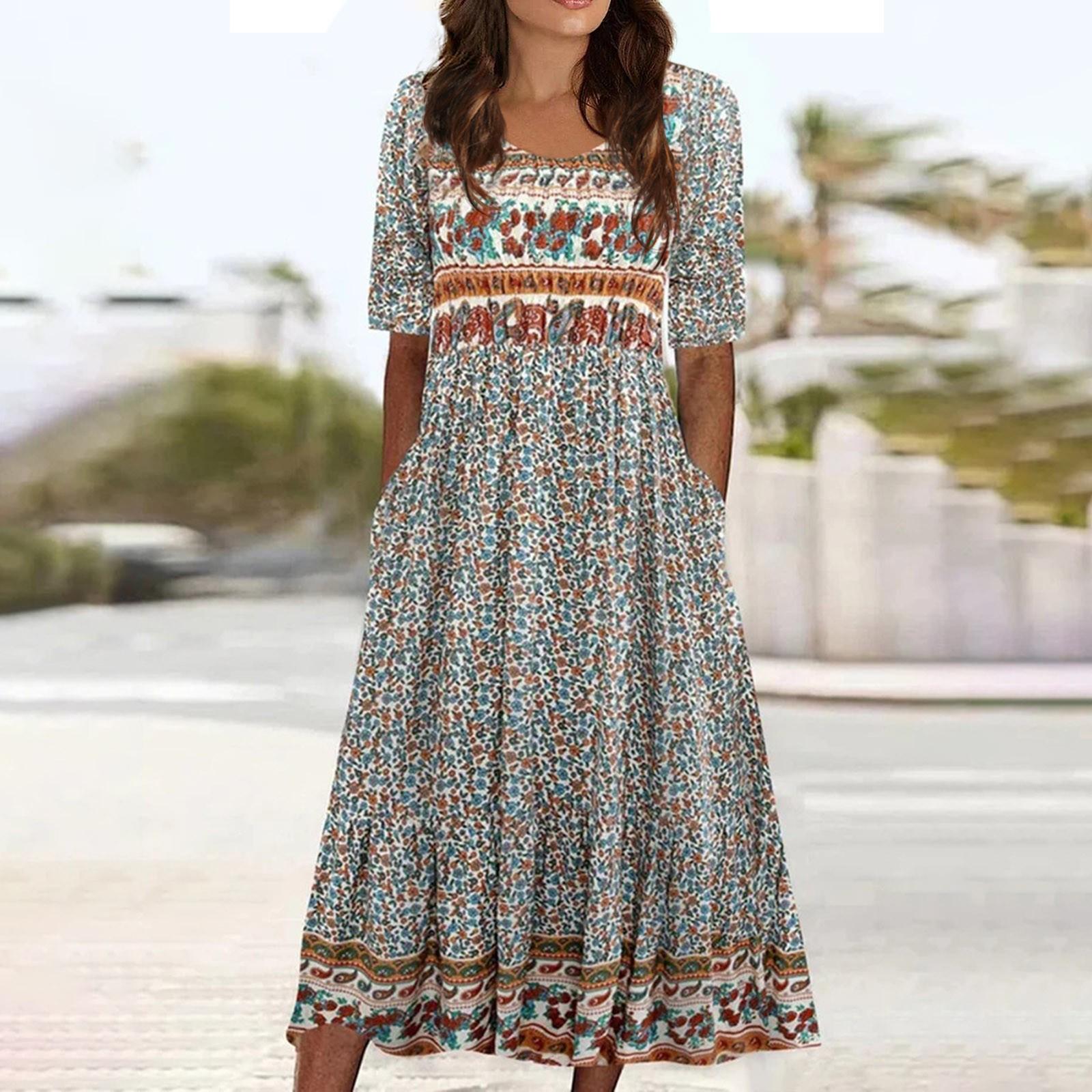 

Дамское платье с коротким рукавом и принтом на талии с коротким рукавом, пляжное модное платье для отдыха для женщин L хаки