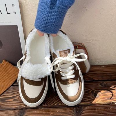 Popular Women's Shoes Autumn and Winter Velvet Canvas Shoes Versatile Ins Trendy Niche 2025 New Student Two Cotton Shoes Board Shoes
