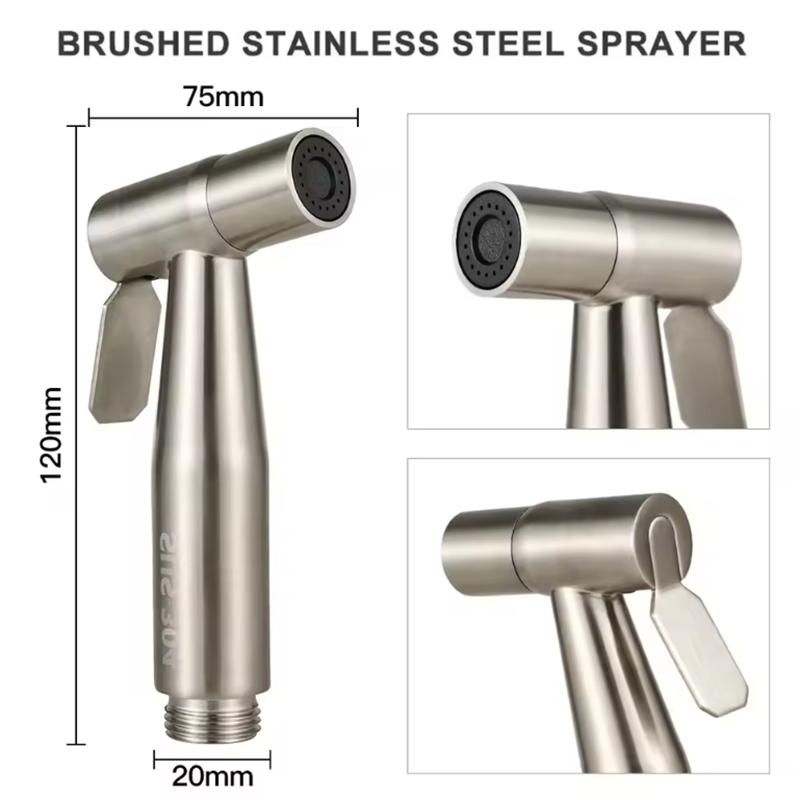 Stainless Steel Faucet Spray Gun Handheld Toilet Bidet Faucet Stainless Steel Hand Bidet Sprayers Brushed Water Sprayer