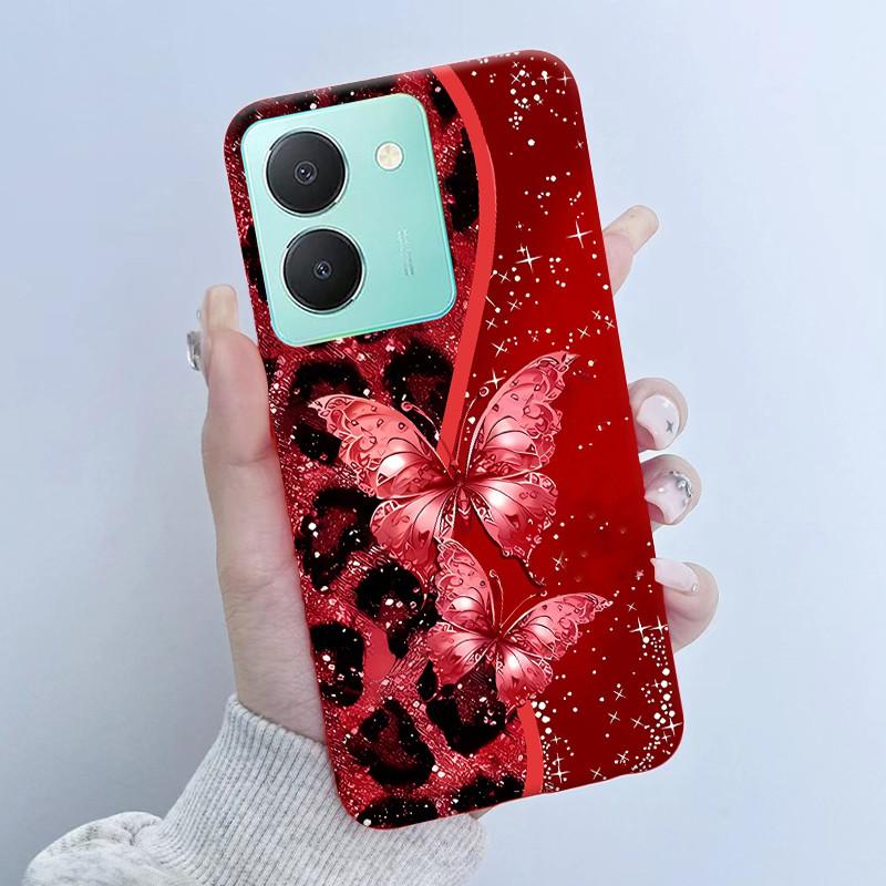 For Vivo Y27s Case Vivo Y36 Russian Cover Beautiful Butterfly Flower Girls Design Bumper Shell For Vivo V2247 V2322 Back Housing