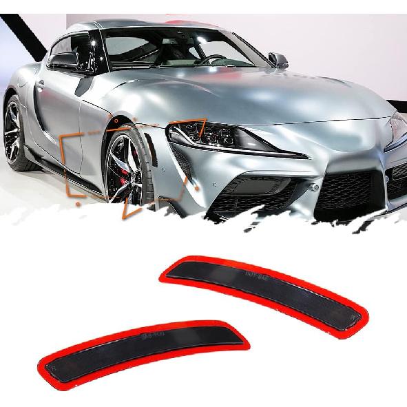 For 2020 2021 2022 Toyota GR Supra Front Bumper Fender Side Marker Reflectors Smoked Lens