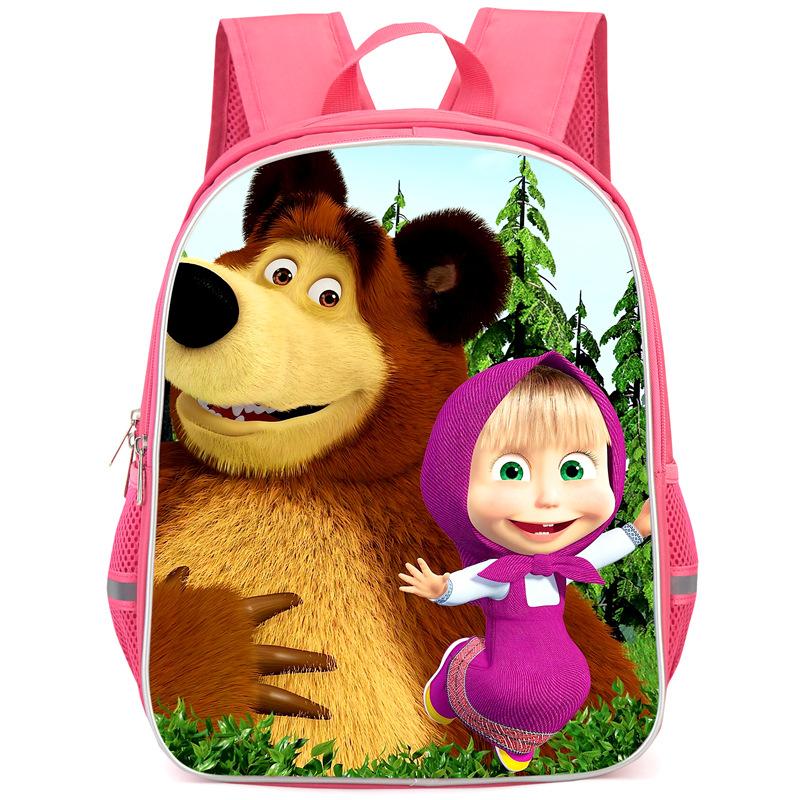 Masha And Bear School Bag Elementary School Cartoon High Definition Printing Large Capacity Zipper Oxford Lightweight Ridge Backpack