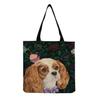 Damen Vintage Leinen-Tragetasche - Große Kapazität Hundeprint Schulter-Handtasche für Freizeit & Lebensmitteleinkauf KTB