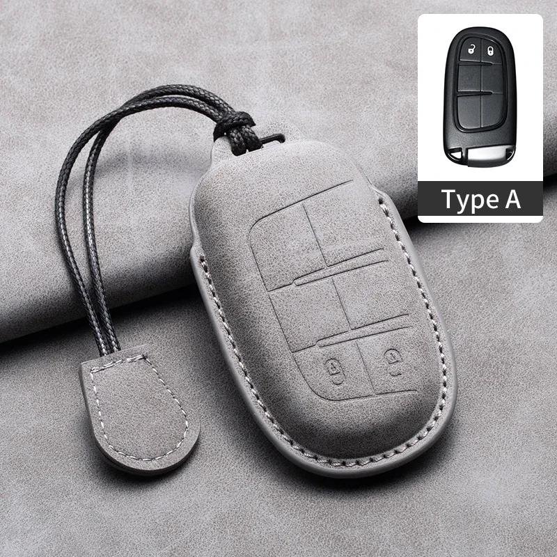 Leather Car Key Case Cover Keychain For Jeep Wrangler Commander Compass Patriot Renegade Cherokee Grand Cherokee Keyring