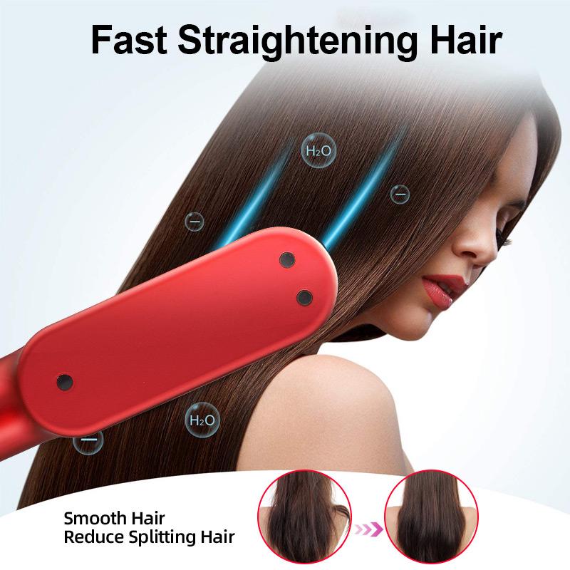 Mini hair straightener USB wireless rechargeable curling double use hair straightener curly hair styling comb