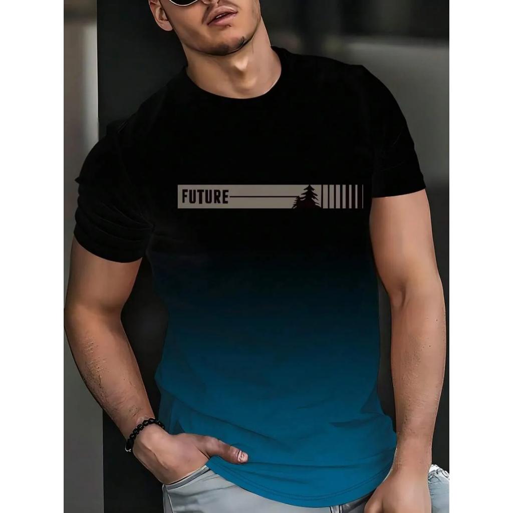 New men's summer fashion casual loose round neck short sleeved T-shirt top