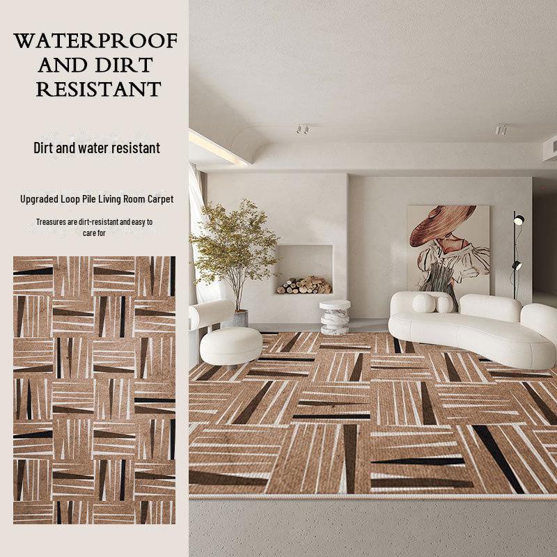 Luxury British Retro Non-Slip Living Room Carpet with High-End Loop Pile