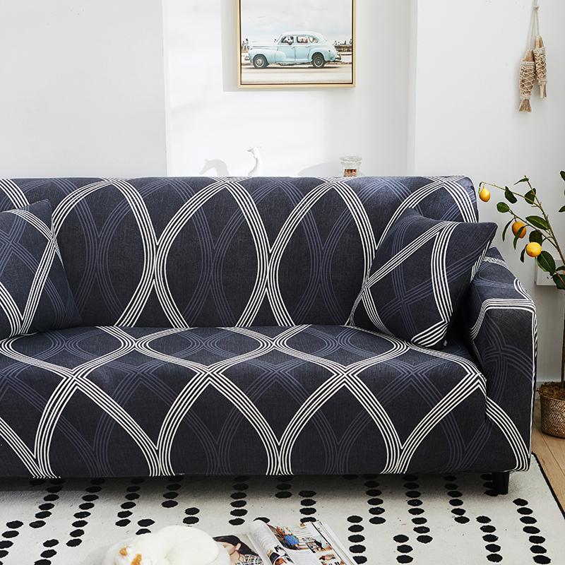 Stretch Stripes Sofa Slipcover Elastic Sofa Cover for Living Room Non Slip Furniture Protector for Pets Soft with Elastic Bottom