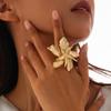 Vintage Geometric Metal Floral Open Ring – European & American Style Index Finger Jewelry