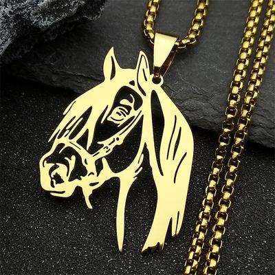 Pferdekopf Anhänger Halskette für Damen/Herren Edelstahl Tier Zubehör Ketten Halsketten Geschenk Schmuck colar masculino N2026