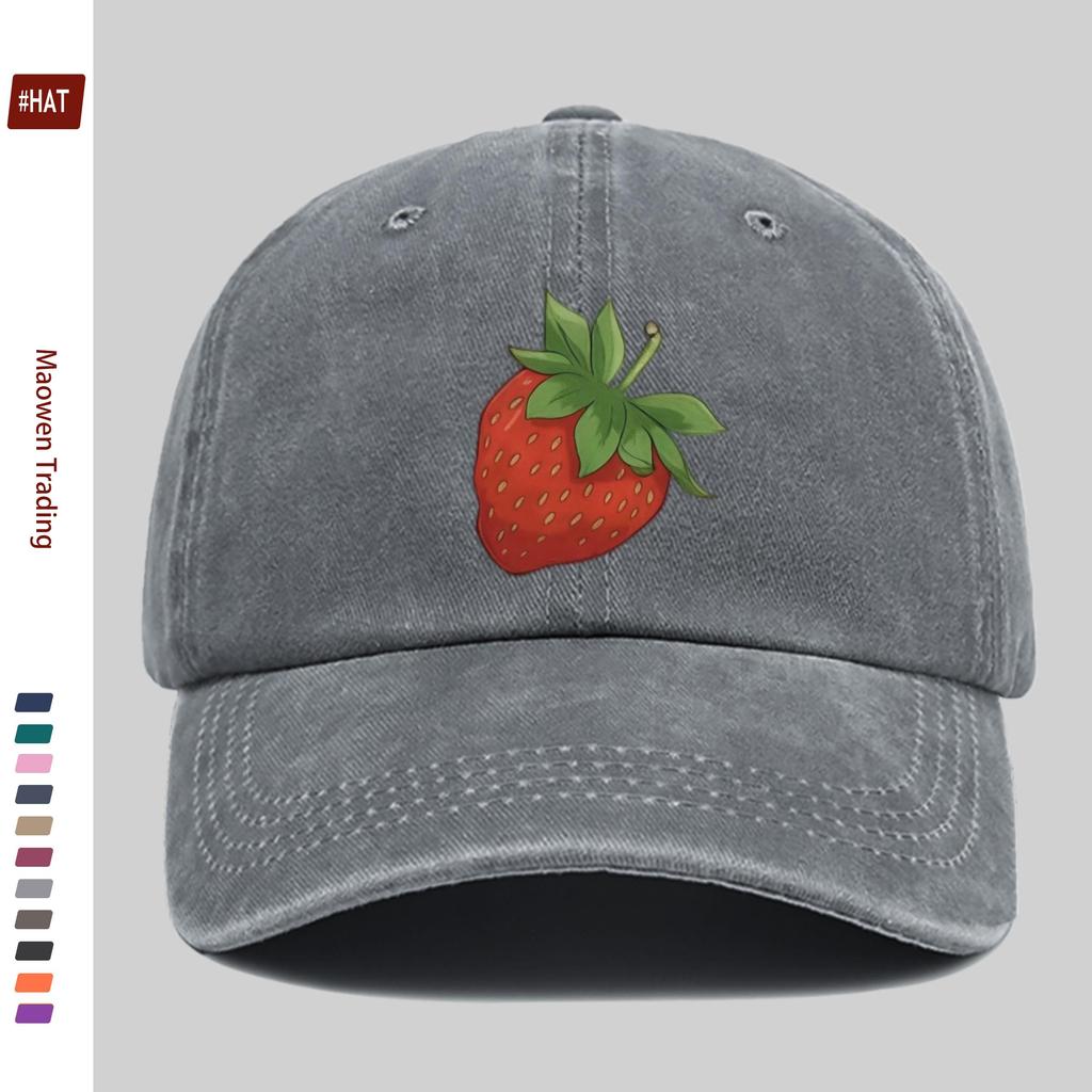 pc Fresh Strawberry Print Baseball Cap Home Leisure Design Decor Hat Comfortable Lightweight Sun Hat with Adjustable Strap F