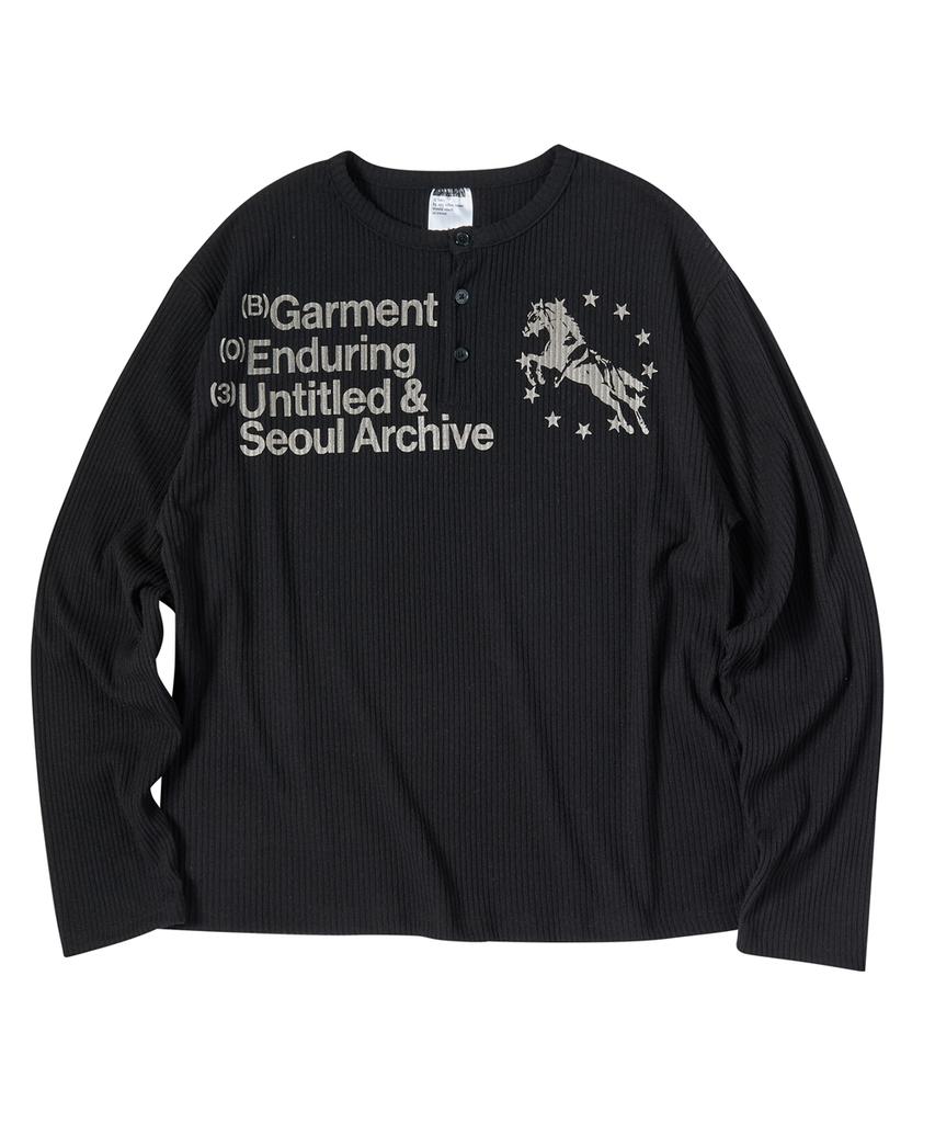 Eontaiteulseoul Unicorn Henley Neck Long Sleeve Black
