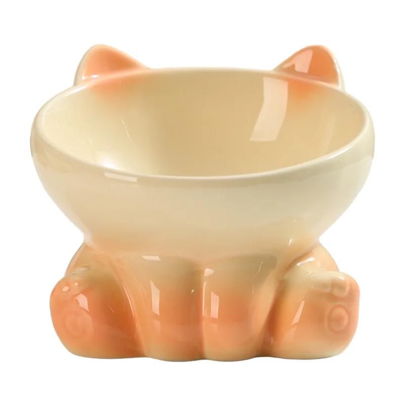 New Gradient Ceramic Cat Bowl Pet Bowl Cat Eating Bowl Drinking Bowl Pet Supplies Dog Bowl Cat Bowl Tall Bowl with Slanted Mouth
