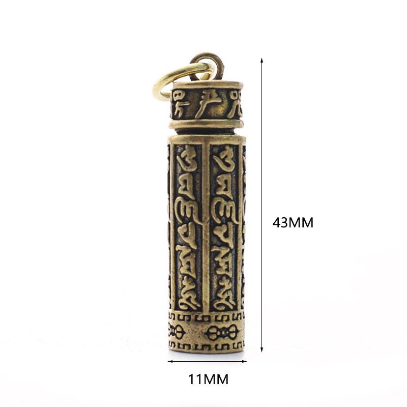 Brass Cylinder Pendant Keychain Hanging Jewelry Pill Box Medicine Container
