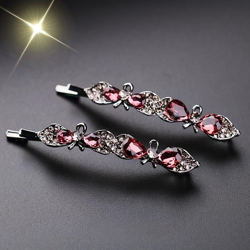 Stylish Minimalist Single Prong Crystal Frog Clip Elegant Side Hairpin Rhinestone Headpiece Women's Hairstyle Accessory for Festivals, Weddings, Parti