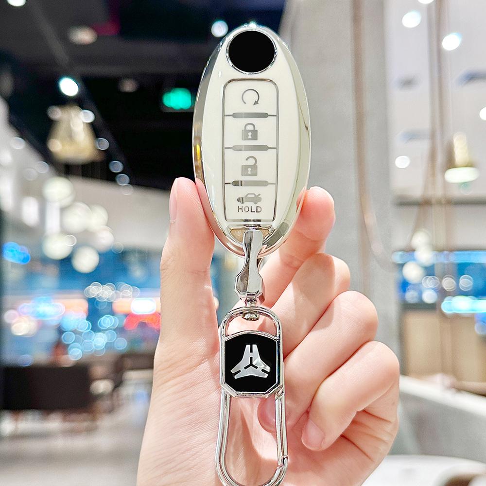 TPU Key Fob Cover for Nissan Altima Rogue Sentra Pathfinder Frontier Maxima Titan Murano Kicks Juke Versa Arma Keychain Lanyard