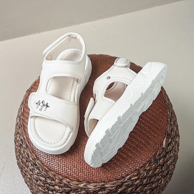 

4cm with skirt sandals women s summer new fashion metal buckle thick sole temperament word with cool slippers women 40