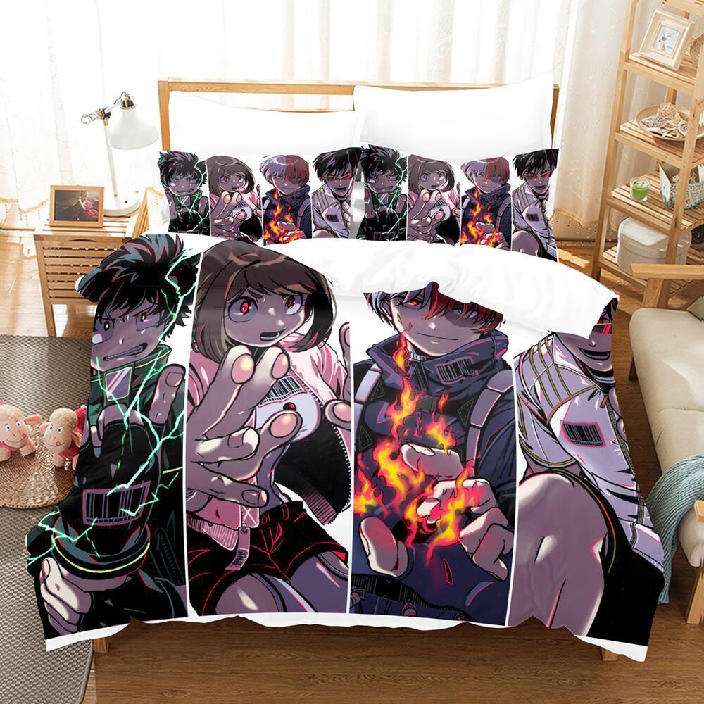 My 3D Cartoon Animation Bedding Microfiber Polyester Cotton 90G Duvet Set Three-Piece Set