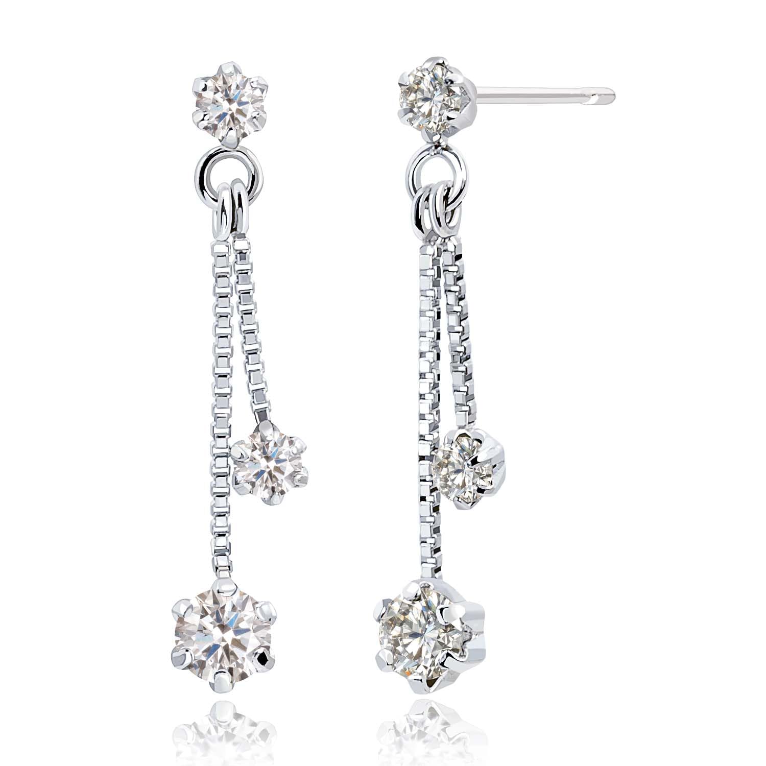 

Earrings Diamond Swaying Natural Diamond 6 Stones Total PT900 Platinum [Lara Christie] 0.3ct le71-0010-pt платиновий