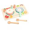 Girls Pretend Play Wooden Kitchen Toys Cut Fruit Play Food Tray Dessert BBQ Cooking Games Dessert Montessori Children Toys Gifts