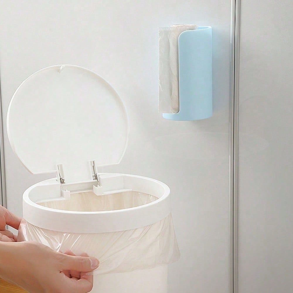 1pc Wall-Mounted Garbage Bag Holder, Nail-Free ABS Plastic Trash Bag Storage Box, Pad Container For Home, Kitchen, Bathroom - Non-Food Contact