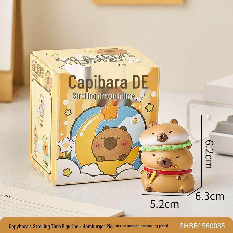 Capybara Stroll Time Blind Box Toy Figurine - Emotion Healing Desktop Ornament & Kids' Gift.