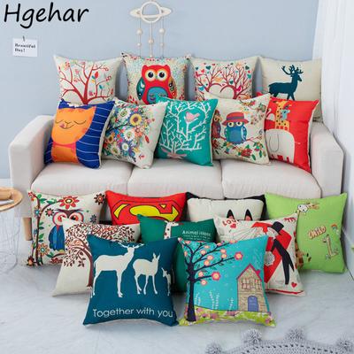 45*45cm Cartoon Pattern Cushion Covers Cute Living Room Sofa Soft Comfortable Household Decoration Students Decorative Pillows