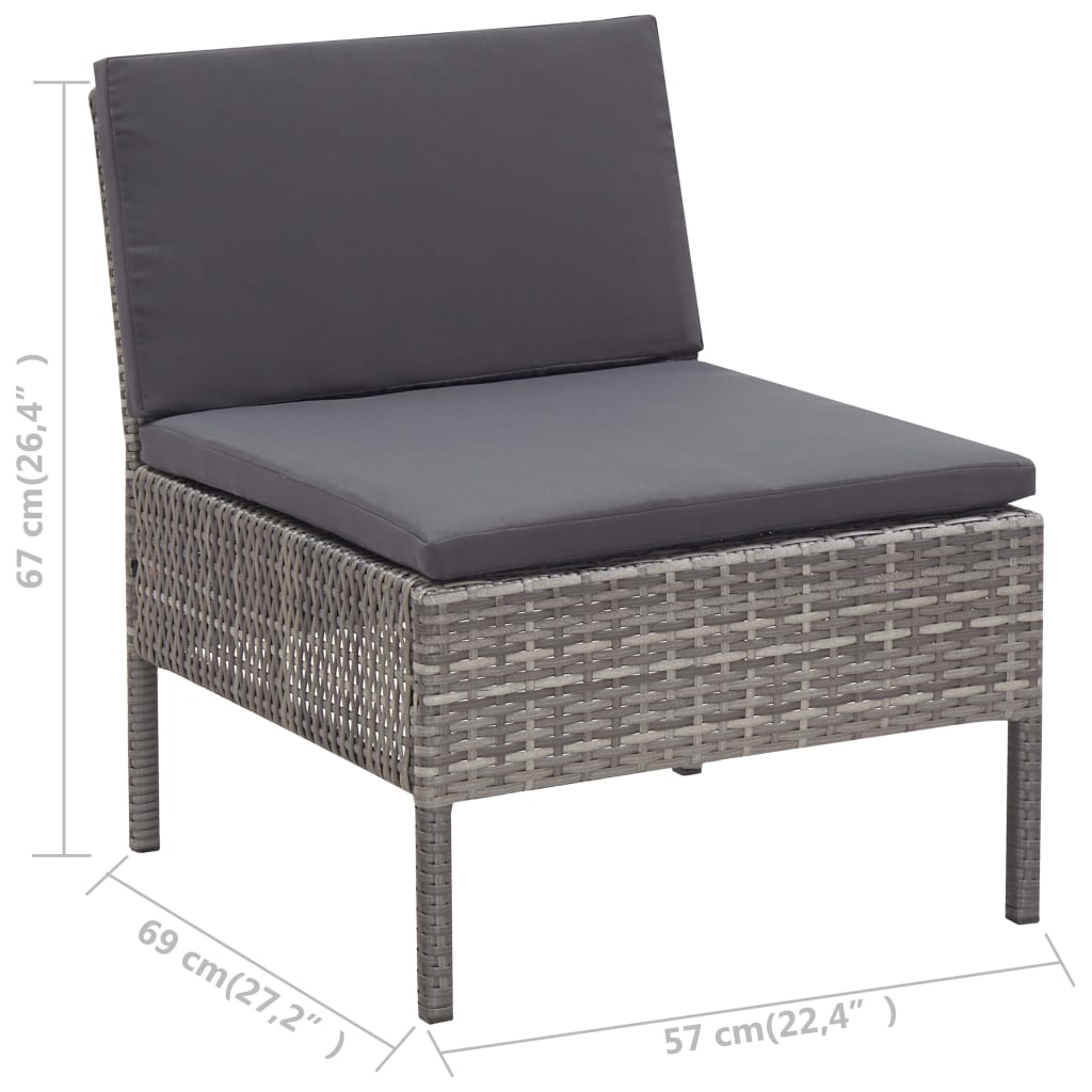 6 Piece Garden Sofa Set with Cushions Poly Rattan Grey