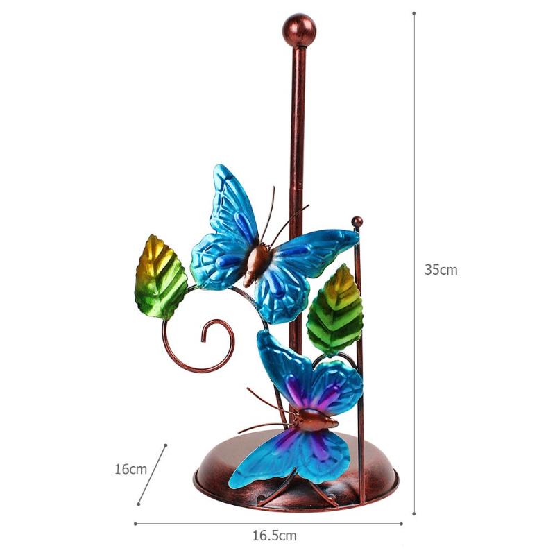Elegant Butterfly Iron Paper Towel Holder Sturdy Iron Butterfly Tissue Stand Portable Paper Rack for Various Home Use