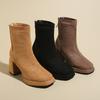 2025 autumn and winter new thick-soled high-heeled thick-heeled round-toed Martin boots children's European and American fashion after zipper women's