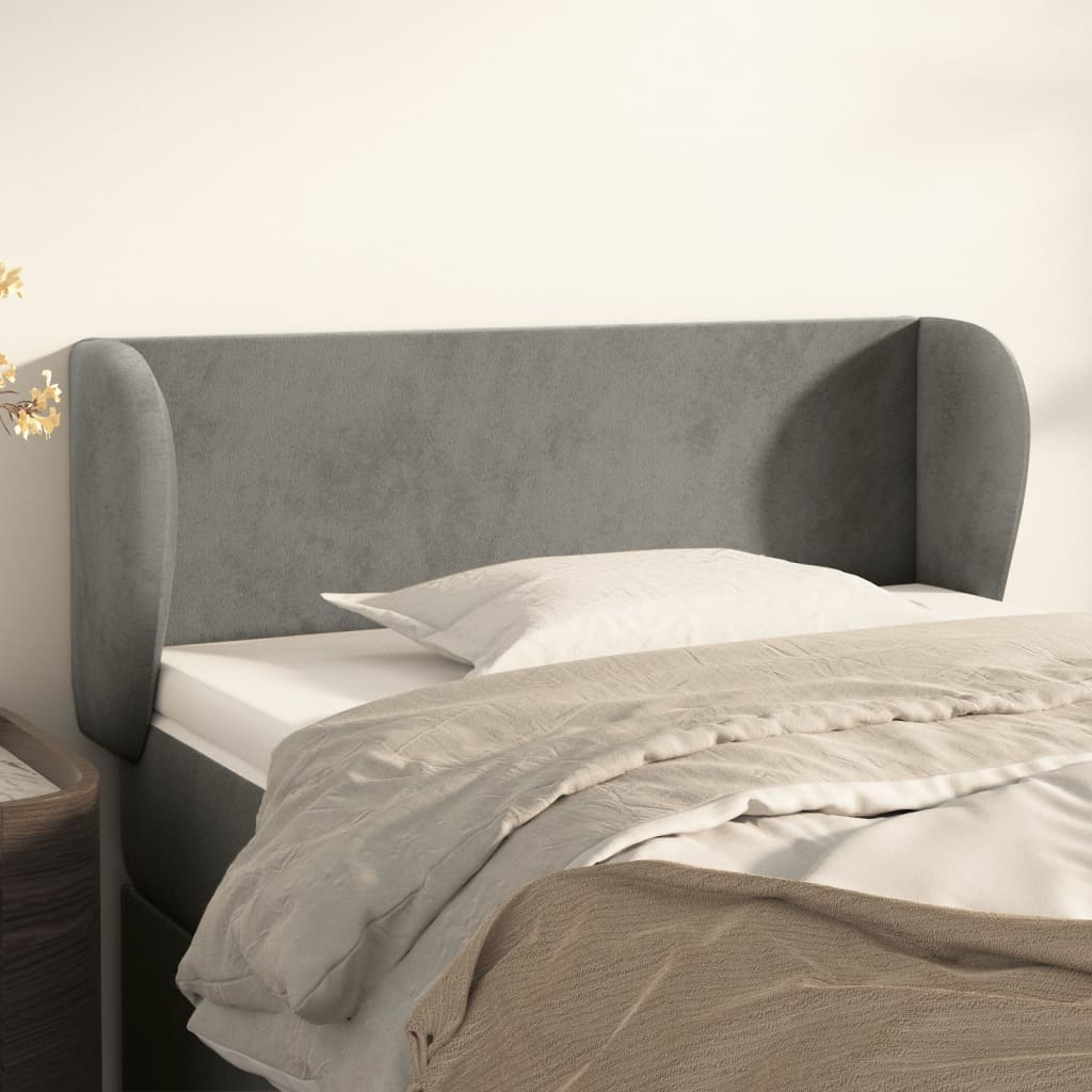 VidaXL Kopfteil mit Ohren Hellgrau 83x23x78/88 cm Samt