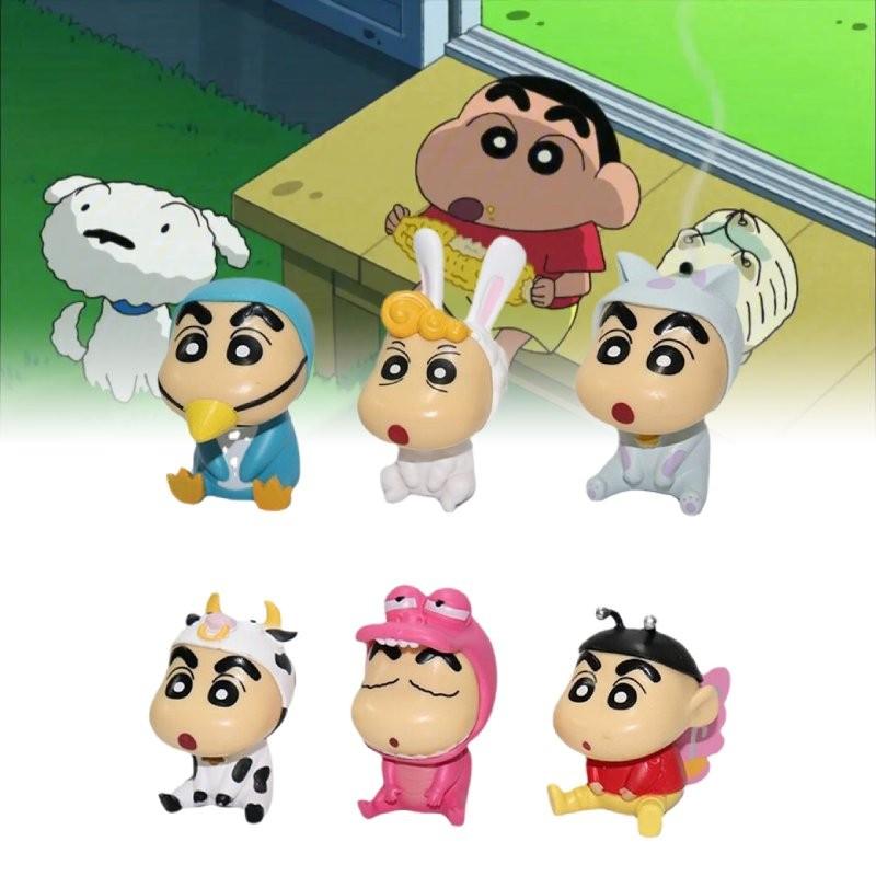 Crayon Shin 6pcs Chan Animals Costume Pvc Toy Model Desktop Decor Gift Christmas