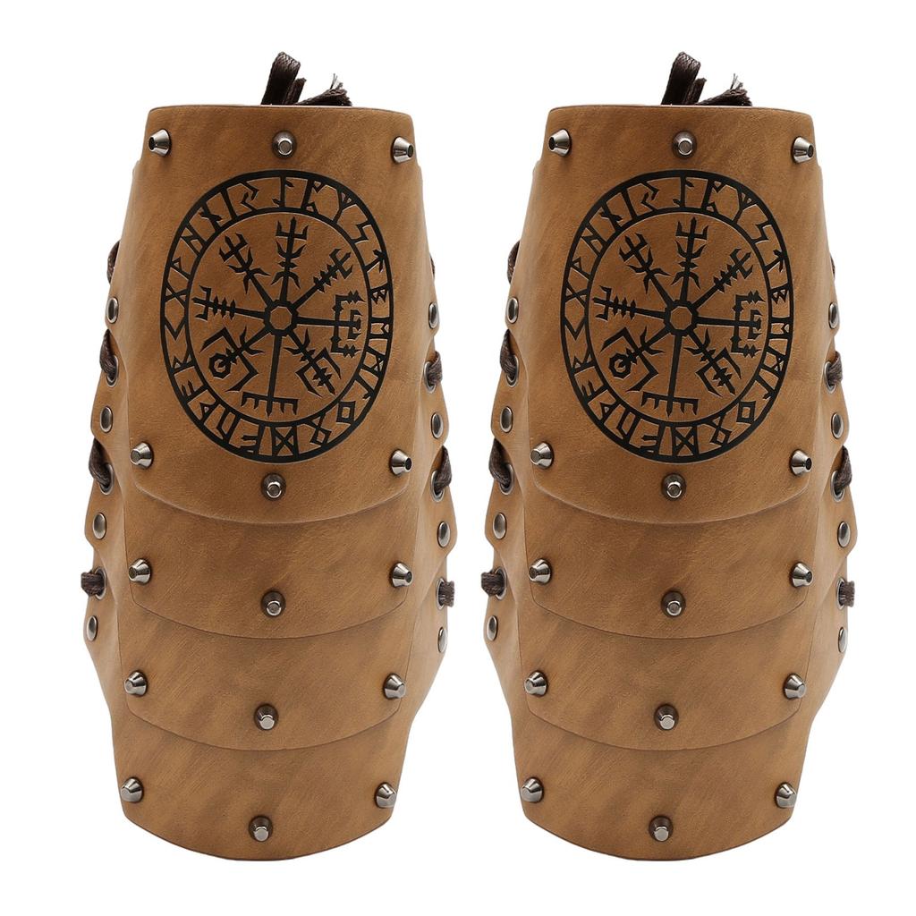 Men Totems Gauntlet Studs Wristband for Parties, Festivals Industrial Age Costume Brown Medieval Cosplay Gauntlet