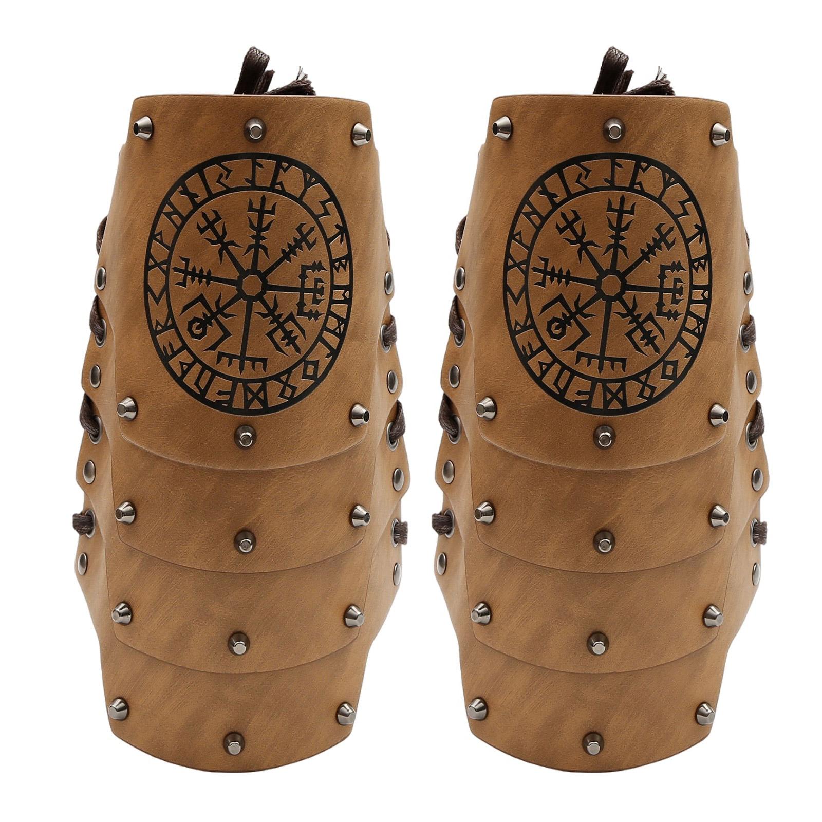 Men Totems Gauntlet Studs Wristband for Parties, Festivals Industrial Age Costume Brown Medieval Cosplay Gauntlet светло-коричневого