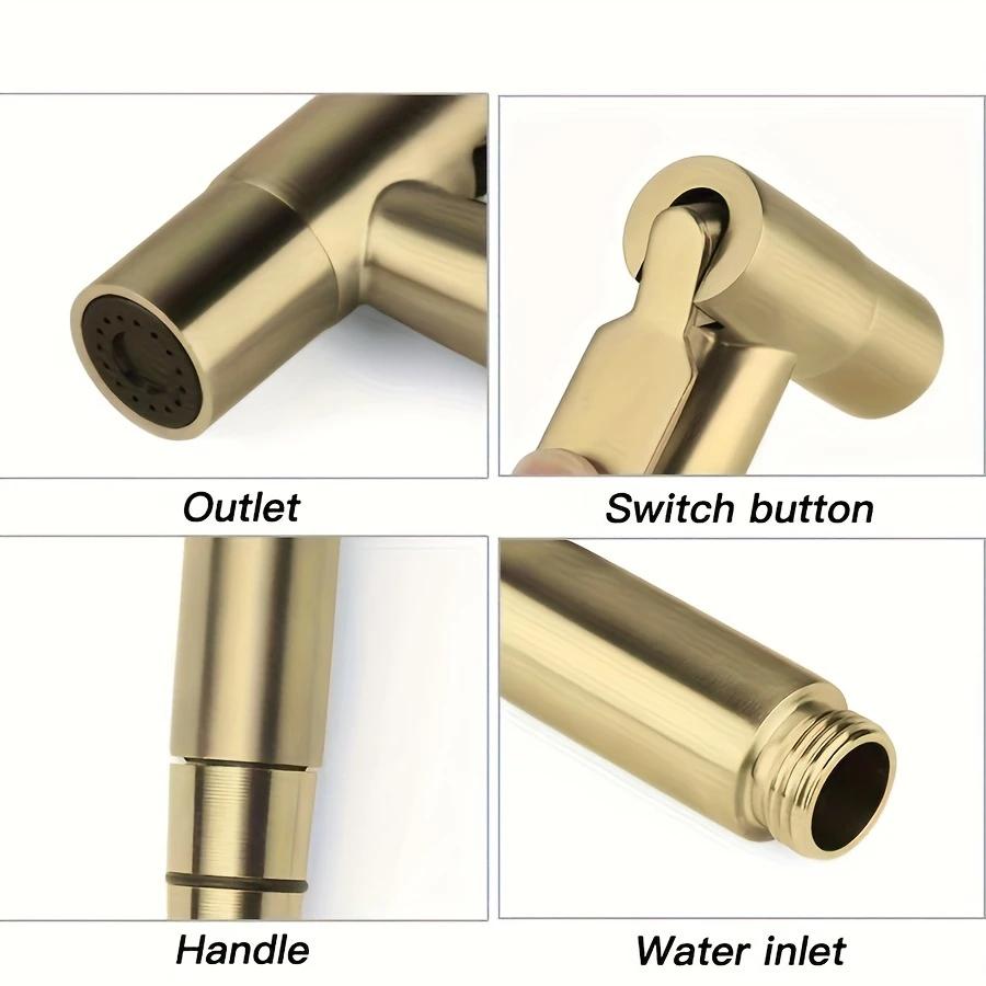 Classic three piece set of gold stainless steel bathroom shower head, high-pressure gun, toilet matching, toilet accessory