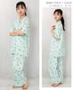 SAZAC Hangyodon Cotton Jersey Pajama Set with Short Sleeves and Pants Women's (Mint/Medium/SAN1807)