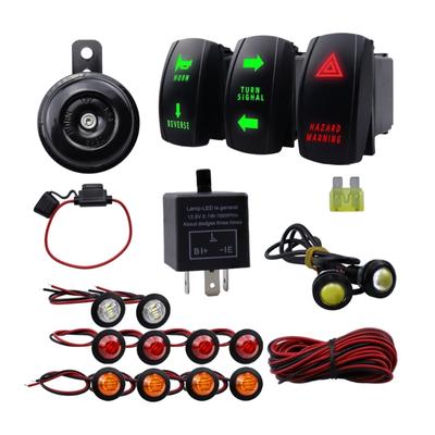 Comutator universal de semnalizare a luminii + relee intermitent + claxon de înlocuire pentru motociclete ATV UTV cărucior de golf